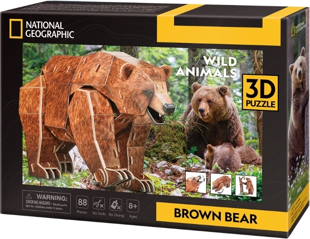 Puzzle 3D Ohrozené zvieratá – medveď hnedý