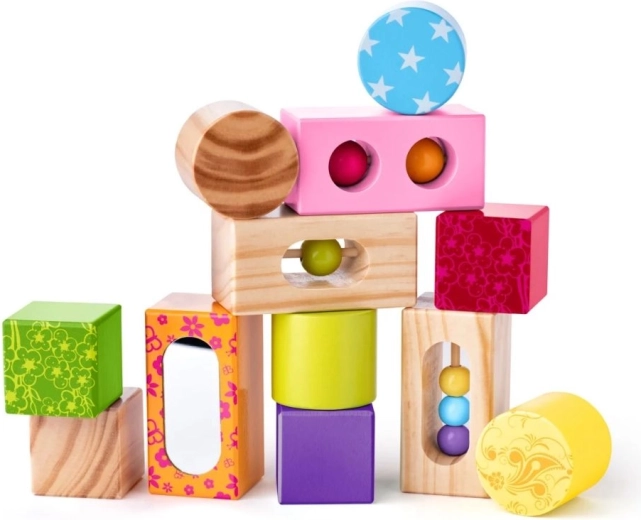 Woody drevené baby kocky s guličkami a zrkadielkom