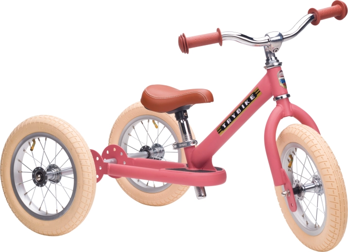 Trybike detské odrážadlo 2v1 trojkolka/balančný bicykel ružové matné