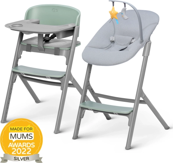 Kinderkraft Select sada jedálenskej stoličky Livy Olive Green + ležadlo Calmee