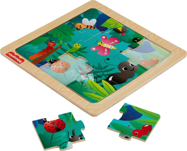 Drevené puzzle Fisher-Price Hmyz v lese, 10 dielikov