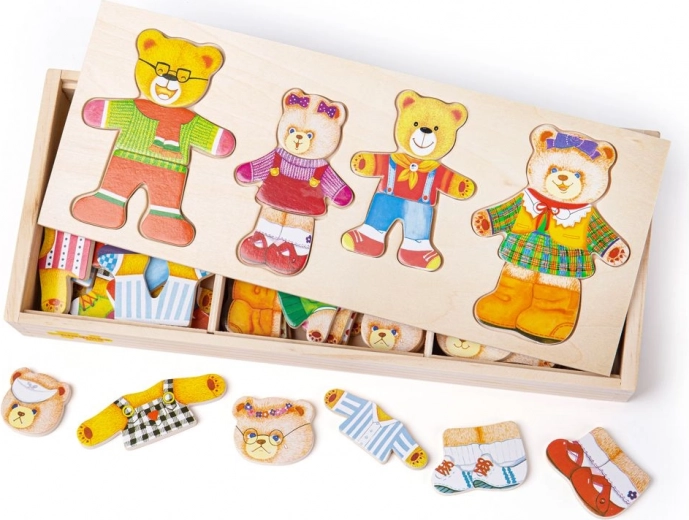 Bigjigs Toys obliekačkové puzzle Medvedia rodinka