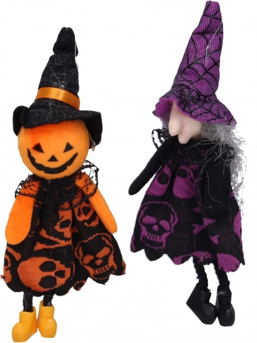 Dekorácia na Halloween čarodejnica a strašiak na zavesenie