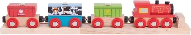 Drevený vlak s potravinovými vagónmi Bigjigs Rail