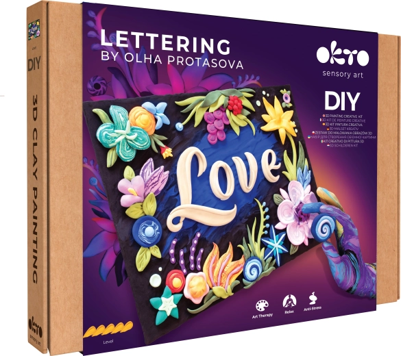 Okto lettering výtvarný set na maľovanie hmotou „LOVE“ 30 × 40 cm
