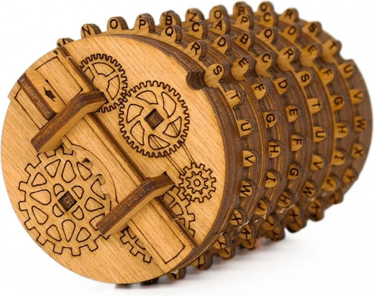 Drevený hlavolam Cryptex – mechanický kódový zámok z brezového dreva