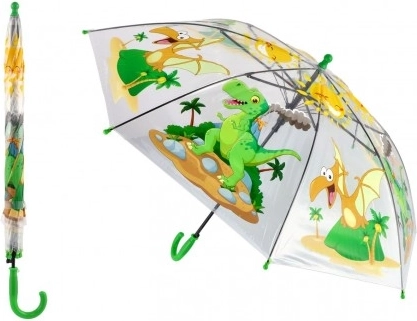 detský priehľadný dáždnik s dinosaurami, vystreľovací, 64 cm