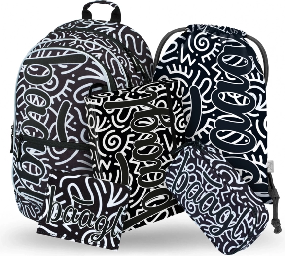 Školská sada Baagl Core Element: batoh, peračník, vrecko, dosky, peňaženka