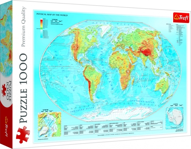 Puzzle mapa fyzická sveta 1000 dielikov Trefl