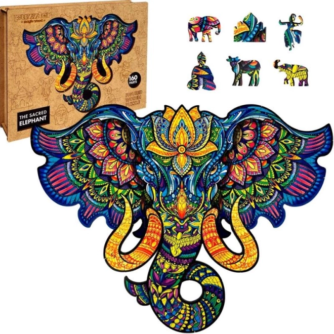 Drevené puzzle Posvätný slon 160 dielikov