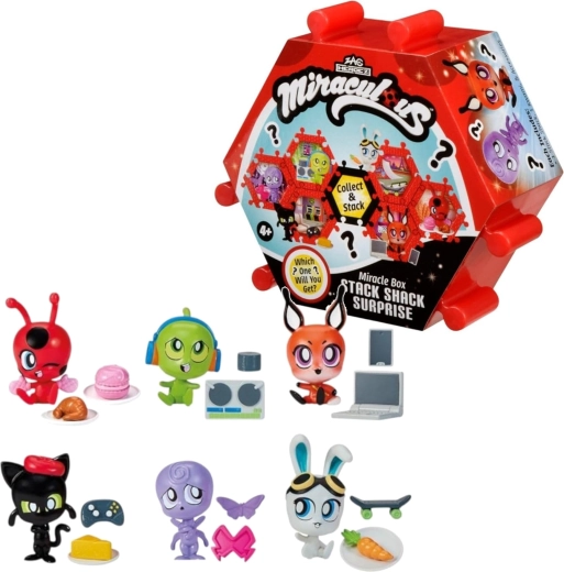Miraculous Shack Stack Surprise mini domček s figúrkou Kwami a doplnkami - 1 kus
