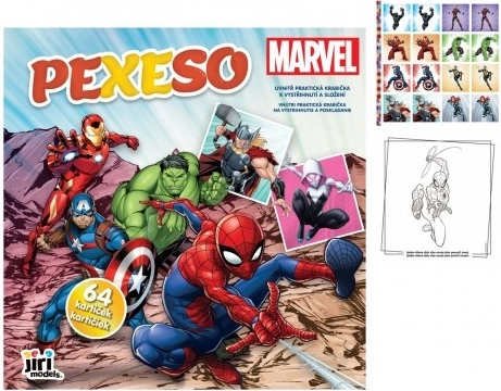 Pexeso v zošite MARVEL – 64 kartičiek, 21,5 × 21,5 cm