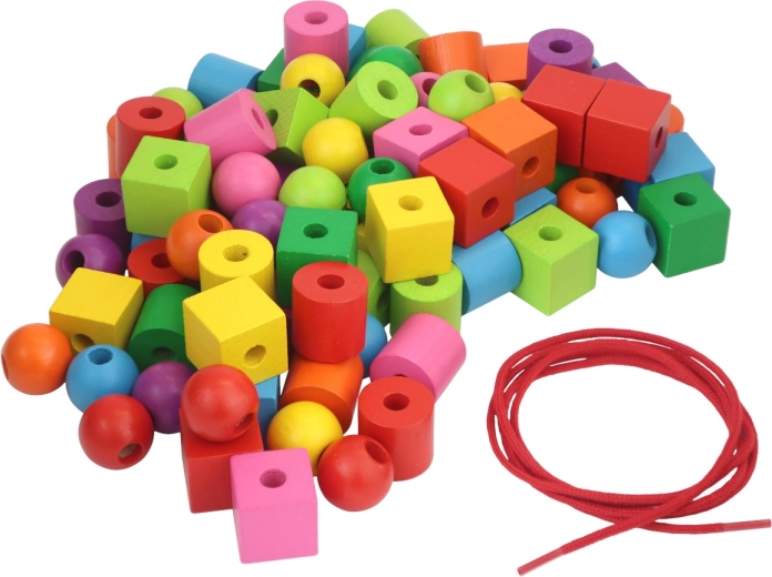 Farebné drevené maxi perly s navliekacou šnúrkou 92 ks