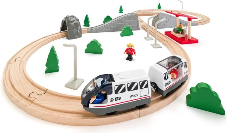 Drevená vláčkodráha s mostom – 45 dielov