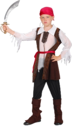 Karnevalový kostým pirát pre deti veľkosť M (120–130 cm) - 1 kus