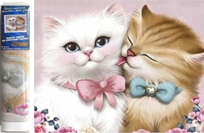 diamantové maľovanie zamilované mačky 30 × 40 cm