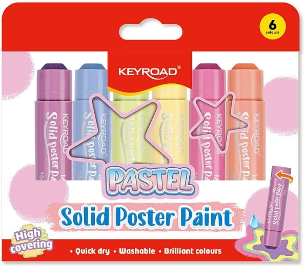 Tuhé temperové farby KEYROAD pastelové – 6 ks