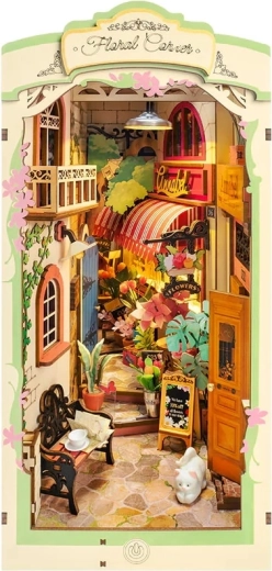 rotime 3D skladačka zarážka na knihy kvetinový kútik s LED osvetlením