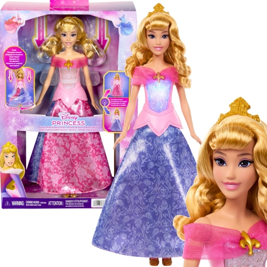 Mattel Disney Princess bábika Aurora so šatami 2v1 so zmenou farby 30 cm