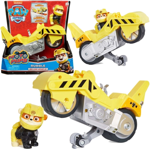PAW PATROL Rubble Moto Pups – žltý kaskadérsky motocykel s figúrkou