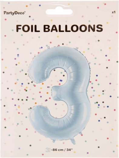 Fóliový balónik číslo 3 modrý 86 cm