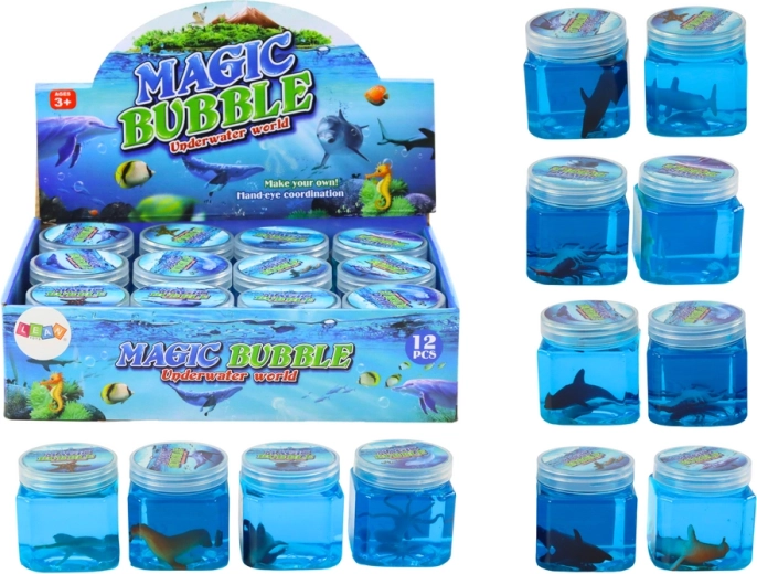 Glutek Slime s figúrkami zvierat modrý