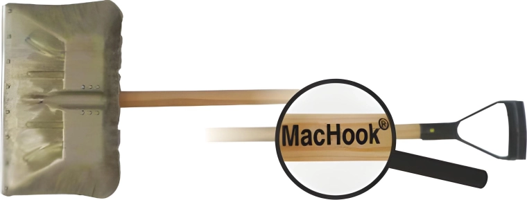 Hliníkové hrablo na sneh s drevenou násadou a rukoväťou v tvare Y