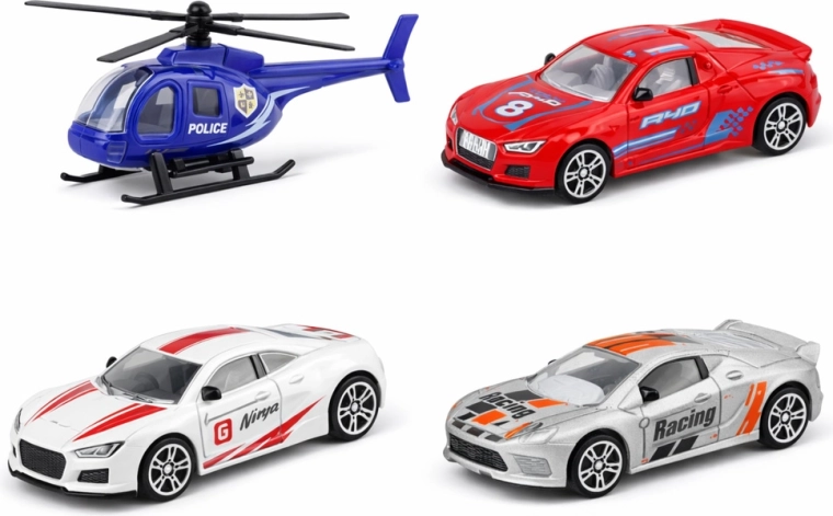 Autíčka a helikoptéra v balení
