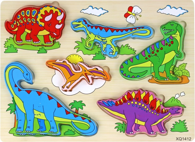 Drevené 3D Puzzle Pre Deti Logická Hra Dinosaury