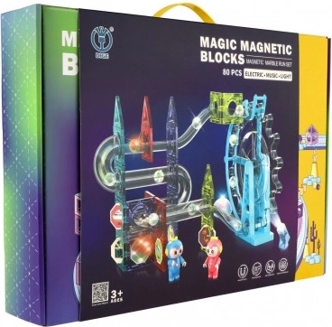 Magnetická guľôčková dráha 80 dielov so svetlom a hudbou
