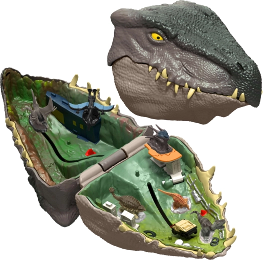 Prenosná hlava dinosaura, ktorá ukrýva herný svet