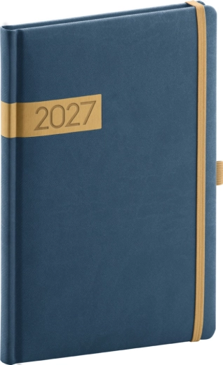 Notique Twill týždenný diár 2027 modro-zlatý 15 × 21 cm