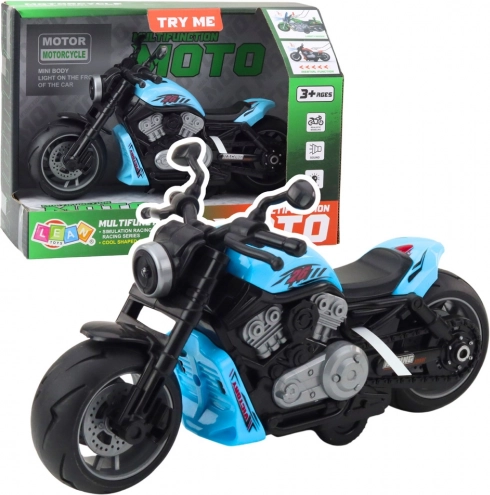 Modrý detský motocykel s LED svetlami a zvukmi