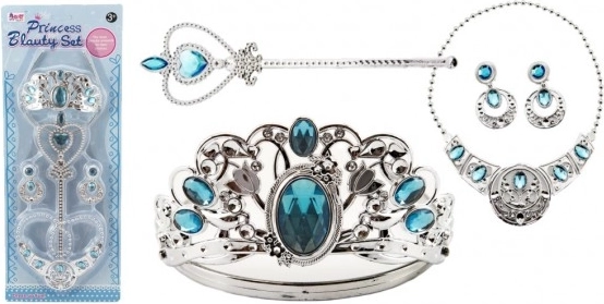 Veľká sada princeznovských doplnkov: korunka, náhrdelník, náušnice a žezlo