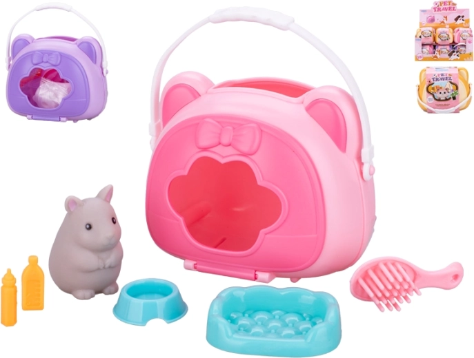 Súprava mini zvieratko s prepravkou a doplnkami