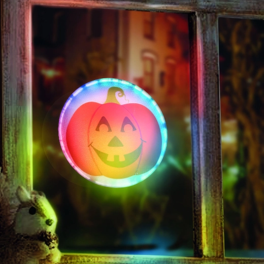 Halloweenska samolepiaca LED dekorácia tekvica RGB