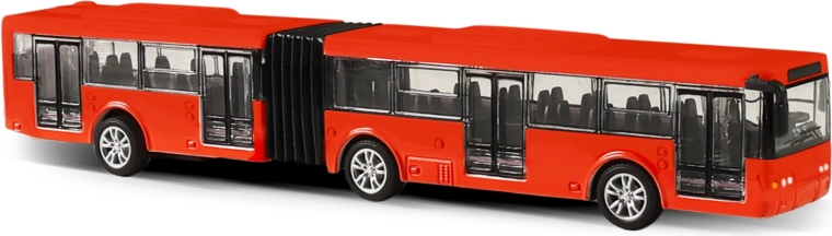 Kovový kĺbový mestský autobus – červený, 18 cm