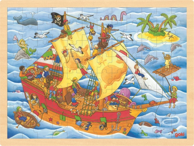 Goki drevené puzzle Piráti 96 dielikov