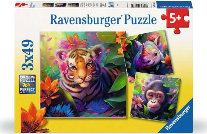 Hádanka Mláďatá z džungle od Ravensburger 3x49 dielikov