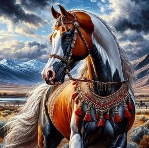 Diamantové maľovanie Kôň v indiánskom postroji 30x40 cm