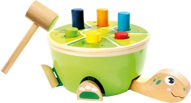 Bino zatĺkačka korytnačka – drevená motorická hračka pre deti