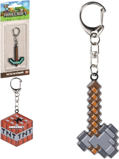 Minecraft kovová kľúčenka v tvare krompáča - 1 kus
