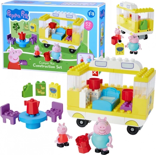 Stavebnica obytný voz PEPPA PIG – kempovanie s ockom, 52 dielikov
