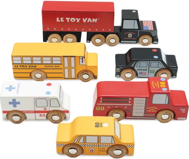 Drevené autíčka New York – sada 6 ks Le Toy Van