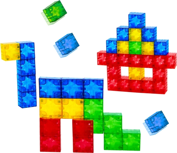 Farebné priehľadné kocky na 2D aj 3D konštrukcie