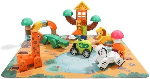 Drevené kocky a puzzle - Safari Top Bright