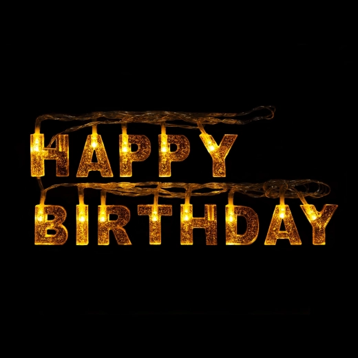 Narodeninová LED svetelná reťaz Happy Birthday, 13 LED, 2 m