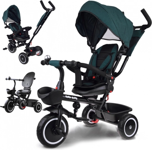 Detský trojkolesový bicykel 3v1 s strieškou TINY BIKE – Modrá