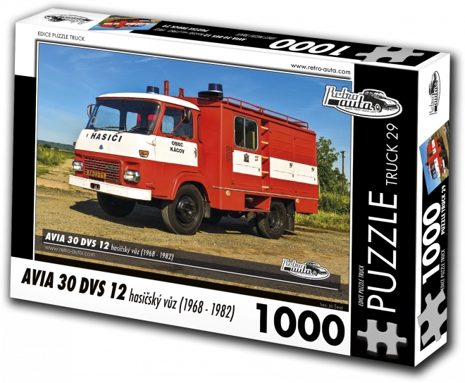 Puzzle Retro-autá Truck AVIA 30 DVS 12 hasičský voz 1000 dielikov