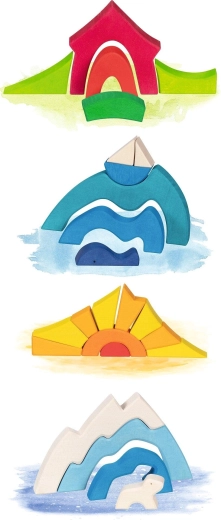 Drevené krajinné puzzle s ľadovým medvedíkom - 1 kus